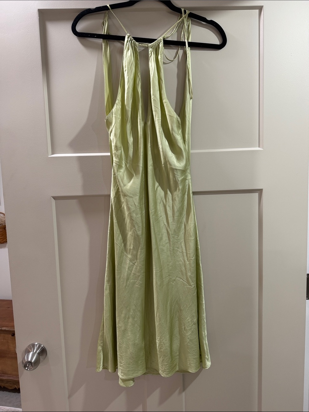 Victoria’s Secret Light Green Silk Slip Dress with Tie Straps